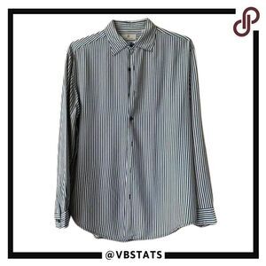 ‎Medium Bobby Chan Blue-Striped Dress Shirt